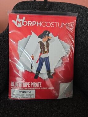 NIP Morph Costumes Toddler Size 2T Blue Stripe Pirate Halloween Eyepatch Sword++